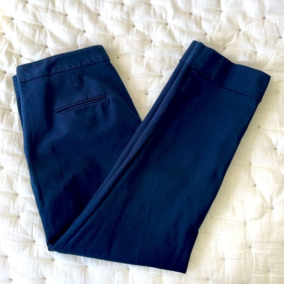 High Waist Cuffed Ankle/Crop Pants Navy Ann Taylor sz Petite 10 - Picture 2 of 4